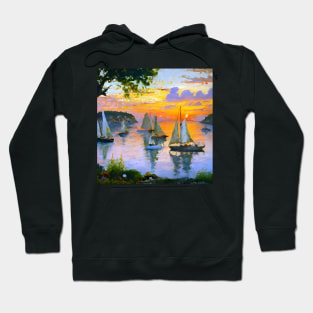 sailing boats sunset island Hoodie